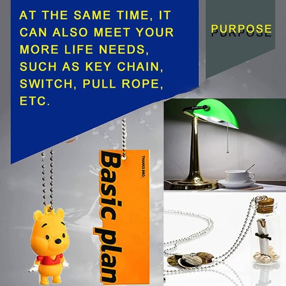 Ball Bead Chain, 55ft Stainless Steel Chain Ball Chain Necklace Bulk with 100 Pi - Picture 5 of 7